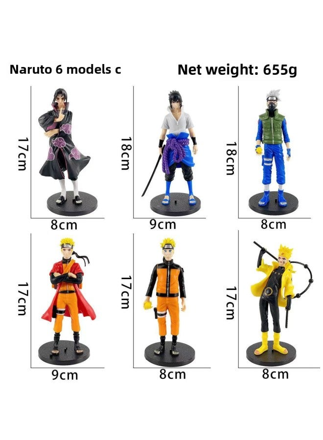Naruto Hand Ornaments Naruto Kakashi Sasuke Naruto 6-piece Set Doll Children's Gift Blind Box Gift-Color:Pvc-fire Ninja 6-pack Type B - Image 2
